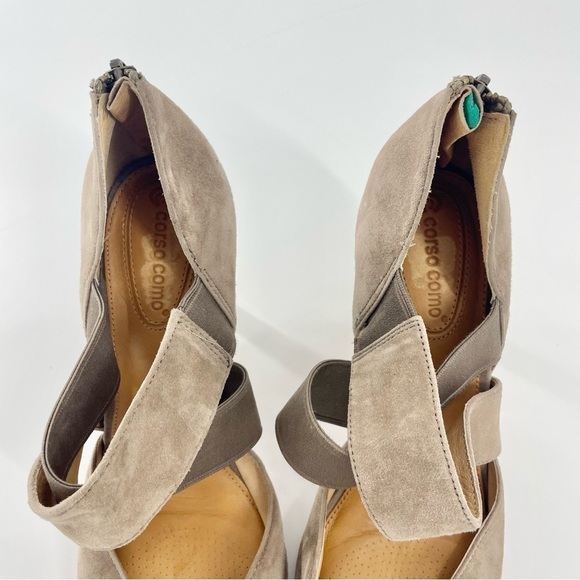 Corso como collette Neutral Leather Business High End suede taupe Heels 9.5M - Picture 5 of 10